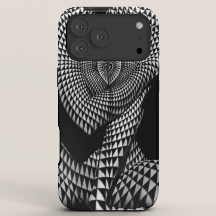 0622-JAL Heart Shape Pattern on Breasts and Nude Body Abstracted by Optical Patten iPhone Case