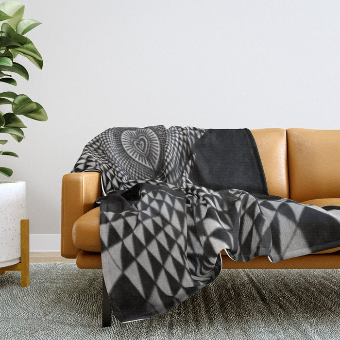 0622-JAL Heart Shape Pattern on Breasts and Nude Body Abstracted by Optical Patten Throw Blanket