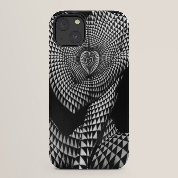 0622-JAL Heart Shape Pattern on Breasts and Nude Body Abstracted by Optical Patten iPhone Case