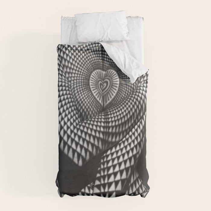 0622-JAL Heart Shape Pattern on Breasts and Nude Body Abstracted by Optical Patten Duvet Cover