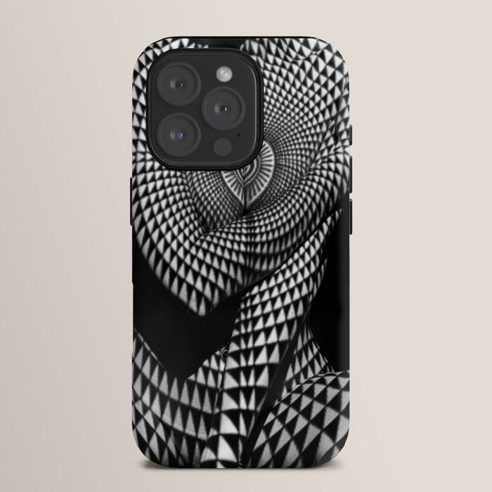 0622-JAL Heart Shape Pattern on Breasts and Nude Body Abstracted by Optical Patten iPhone Case