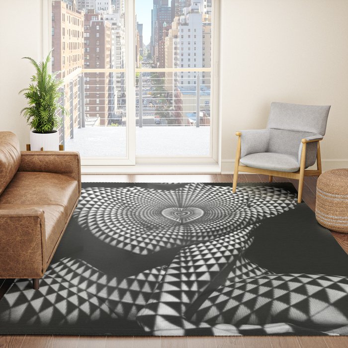 0622-JAL Heart Shape Pattern on Breasts and Nude Body Abstracted by Optical Patten Rug