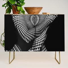 0622-JAL Heart Shape Pattern on Breasts and Nude Body Abstracted by Optical Patten Credenza