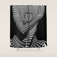 0622-JAL Heart Shape Pattern on Breasts and Nude Body Abstracted by Optical Patten Shower Curtain