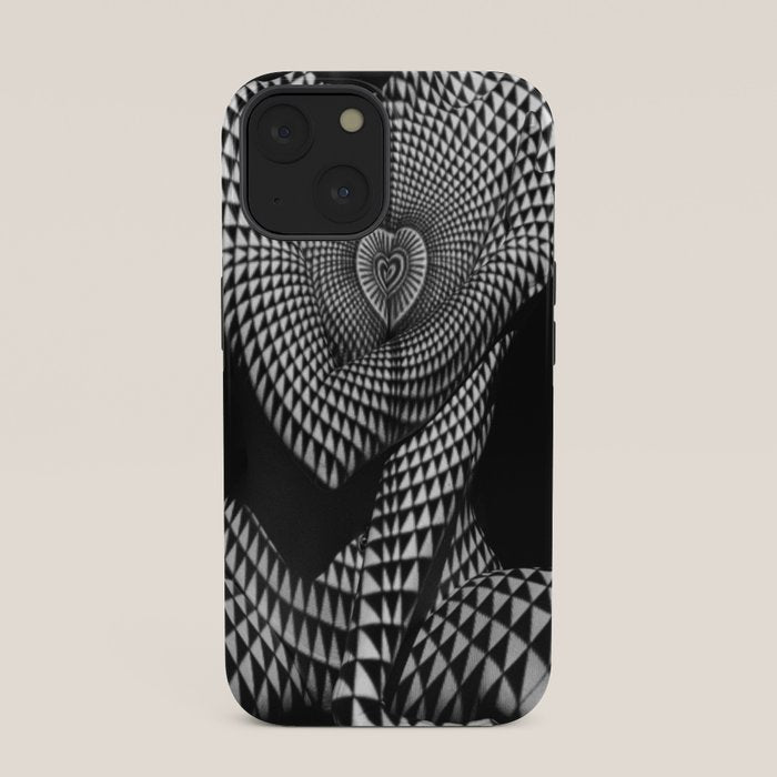 0622-JAL Heart Shape Pattern on Breasts and Nude Body Abstracted by Optical Patten iPhone Case