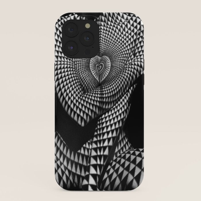 0622-JAL Heart Shape Pattern on Breasts and Nude Body Abstracted by Optical Patten iPhone Case