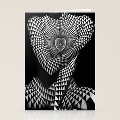 0622-JAL Heart Shape Pattern on Breasts and Nude Body Abstracted by Optical Patten Stationery Card
