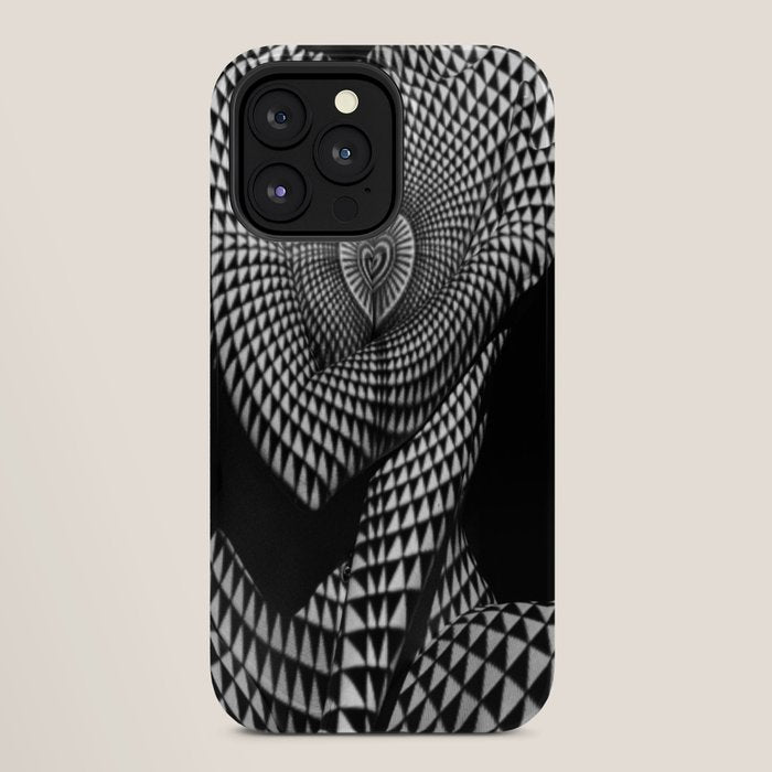 0622-JAL Heart Shape Pattern on Breasts and Nude Body Abstracted by Optical Patten iPhone Case