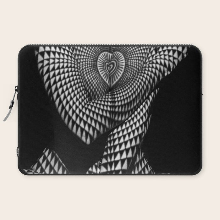 0622-JAL Heart Shape Pattern on Breasts and Nude Body Abstracted by Optical Patten Laptop Sleeve
