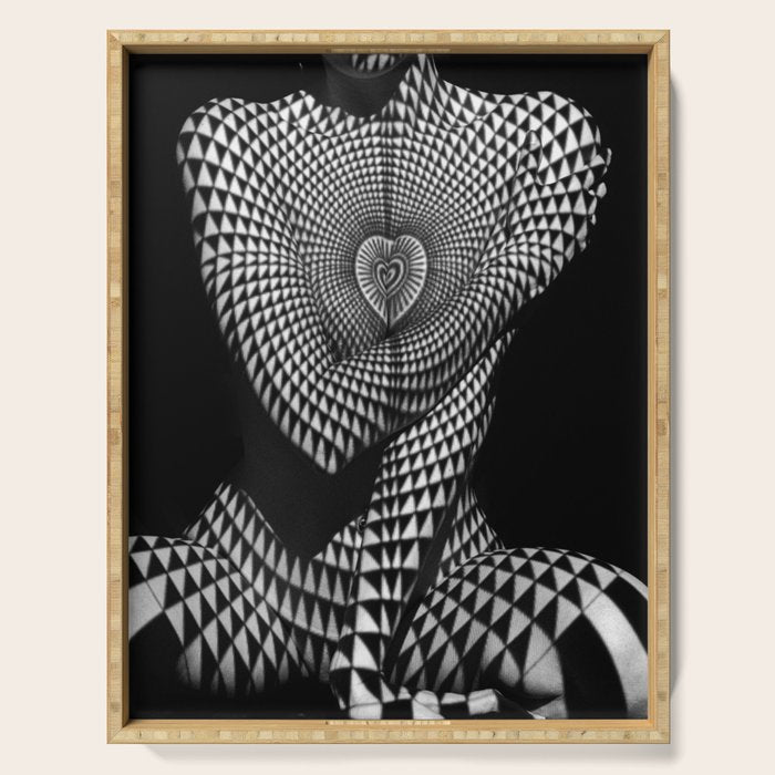 0622-JAL Heart Shape Pattern on Breasts and Nude Body Abstracted by Optical Patten Serving Tray