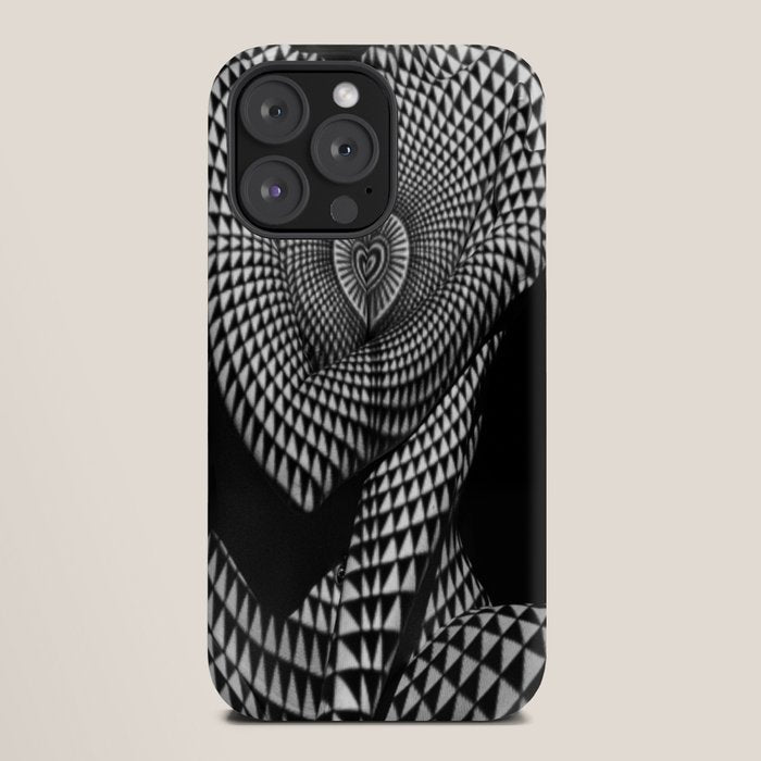 0622-JAL Heart Shape Pattern on Breasts and Nude Body Abstracted by Optical Patten iPhone Case