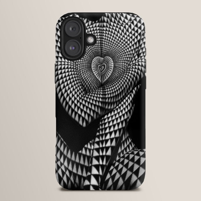 0622-JAL Heart Shape Pattern on Breasts and Nude Body Abstracted by Optical Patten iPhone Case