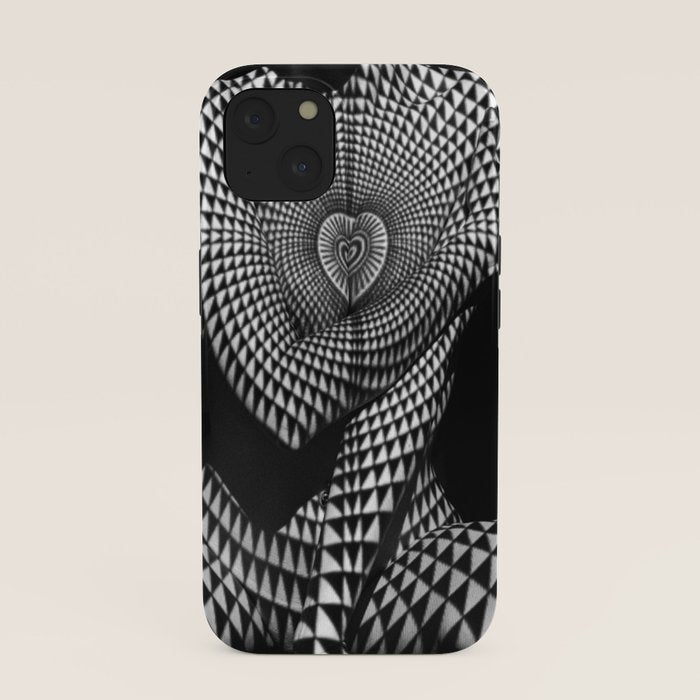 0622-JAL Heart Shape Pattern on Breasts and Nude Body Abstracted by Optical Patten iPhone Case