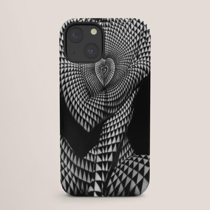 0622-JAL Heart Shape Pattern on Breasts and Nude Body Abstracted by Optical Patten iPhone Case