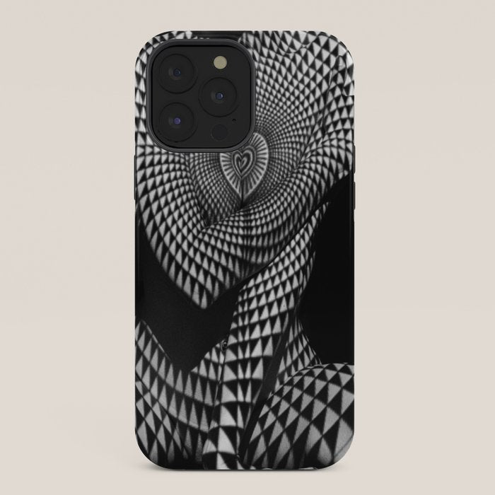 0622-JAL Heart Shape Pattern on Breasts and Nude Body Abstracted by Optical Patten iPhone Case