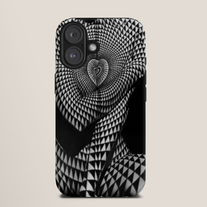 0622-JAL Heart Shape Pattern on Breasts and Nude Body Abstracted by Optical Patten iPhone Case