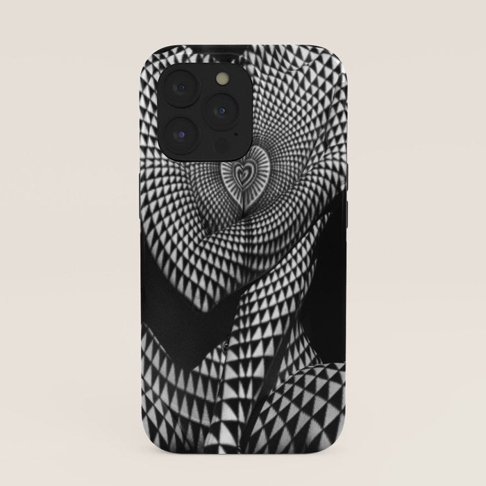 0622-JAL Heart Shape Pattern on Breasts and Nude Body Abstracted by Optical Patten iPhone Case