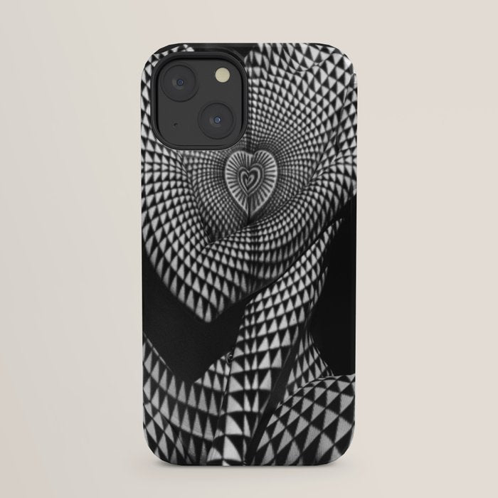 0622-JAL Heart Shape Pattern on Breasts and Nude Body Abstracted by Optical Patten iPhone Case