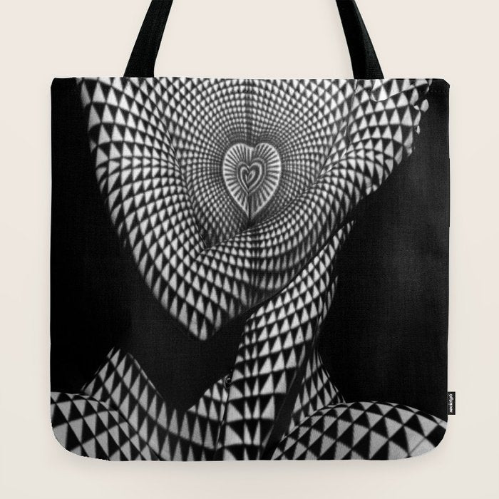 0622-JAL Heart Shape Pattern on Breasts and Nude Body Abstracted by Optical Patten Tote Bag