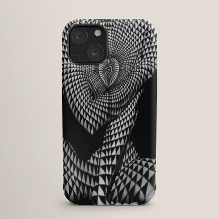 0622-JAL Heart Shape Pattern on Breasts and Nude Body Abstracted by Optical Patten iPhone Case
