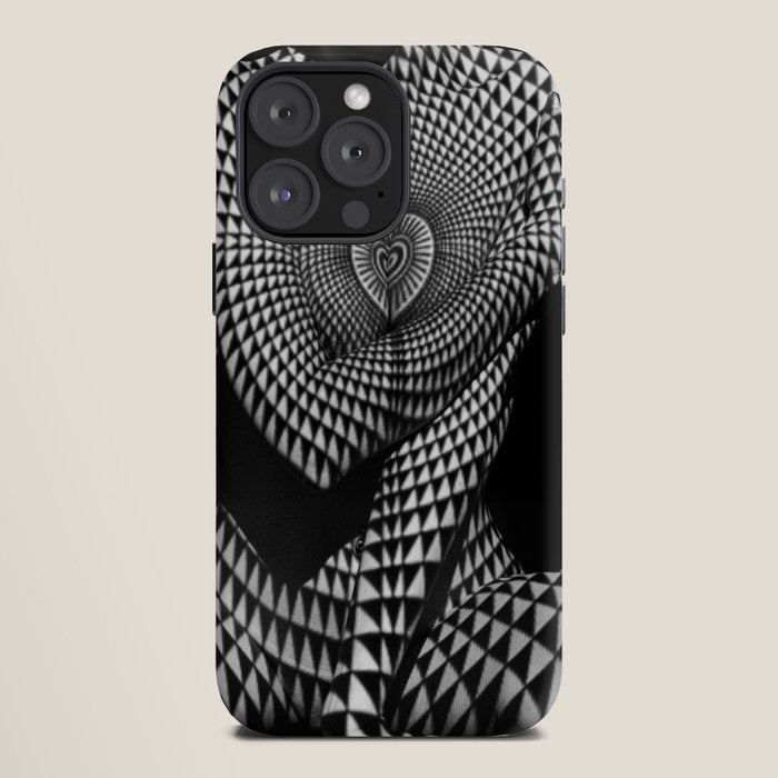 0622-JAL Heart Shape Pattern on Breasts and Nude Body Abstracted by Optical Patten iPhone Case