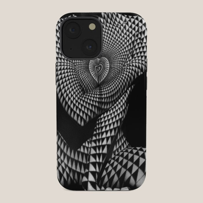 0622-JAL Heart Shape Pattern on Breasts and Nude Body Abstracted by Optical Patten iPhone Case