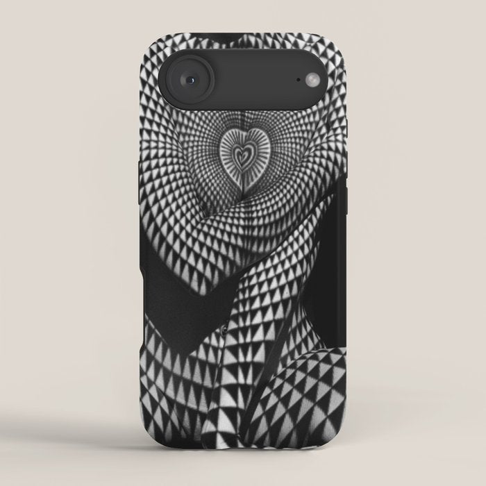 0622-JAL Heart Shape Pattern on Breasts and Nude Body Abstracted by Optical Patten iPhone Case