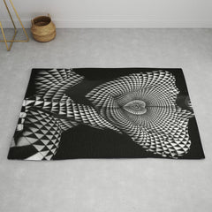 0622-JAL Heart Shape Pattern on Breasts and Nude Body Abstracted by Optical Patten Rug