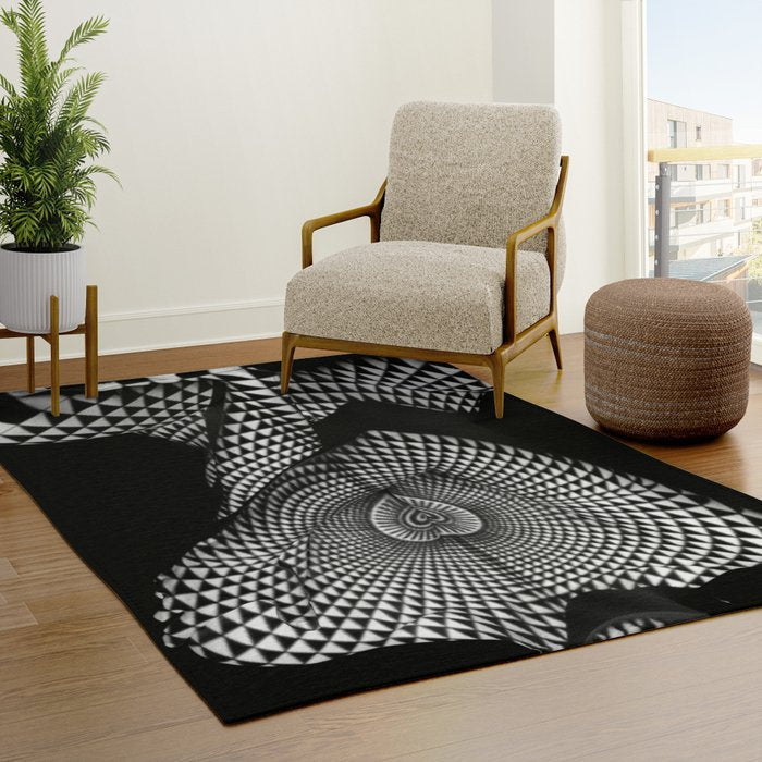 0622-JAL Heart Shape Pattern on Breasts and Nude Body Abstracted by Optical Patten Rug