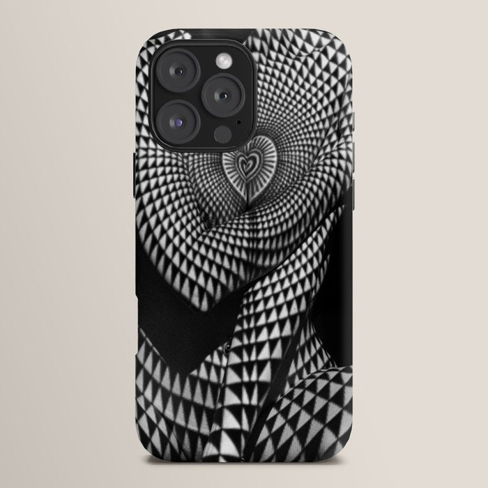 0622-JAL Heart Shape Pattern on Breasts and Nude Body Abstracted by Optical Patten iPhone Case