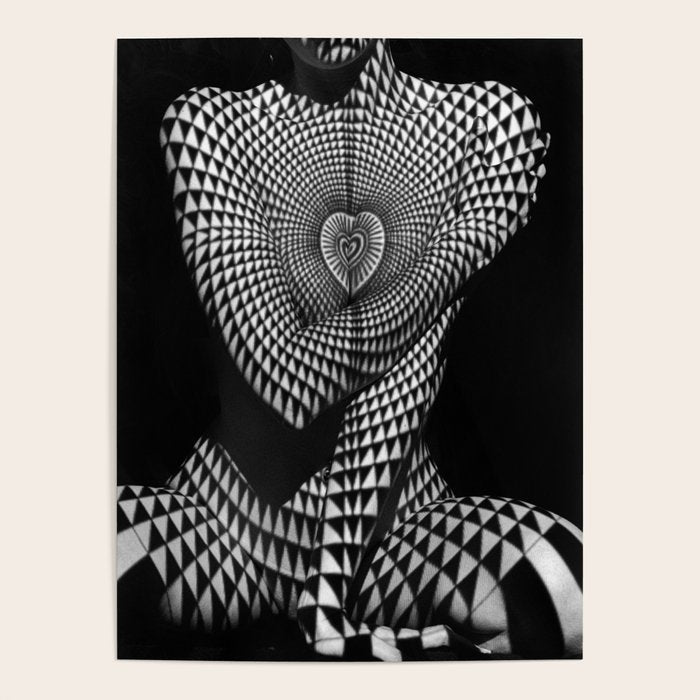 0622-JAL Heart Shape Pattern on Breasts and Nude Body Abstracted by Optical Patten Poster