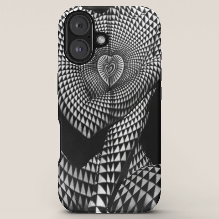 0622-JAL Heart Shape Pattern on Breasts and Nude Body Abstracted by Optical Patten iPhone Case
