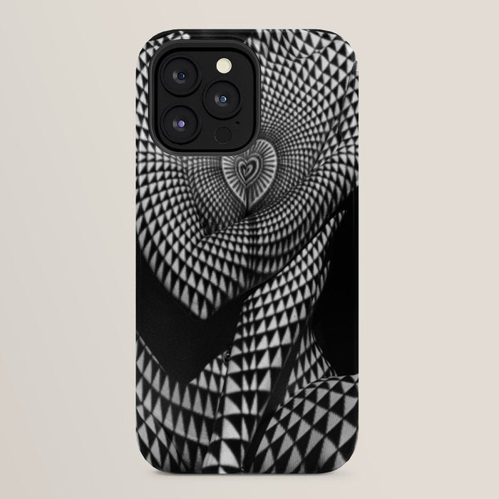 0622-JAL Heart Shape Pattern on Breasts and Nude Body Abstracted by Optical Patten iPhone Case
