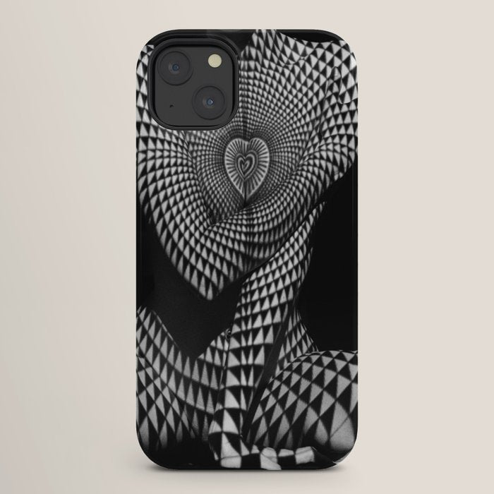0622-JAL Heart Shape Pattern on Breasts and Nude Body Abstracted by Optical Patten iPhone Case