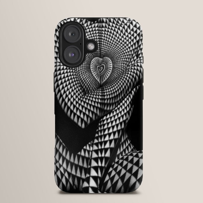 0622-JAL Heart Shape Pattern on Breasts and Nude Body Abstracted by Optical Patten iPhone Case