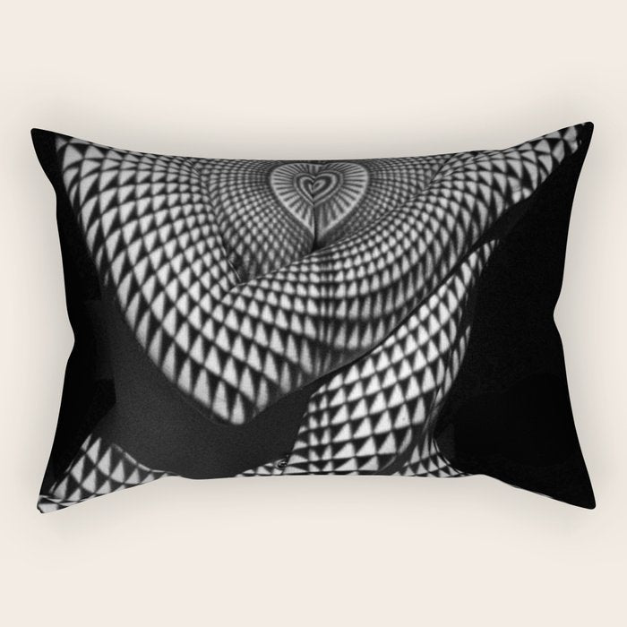 0622-JAL Heart Shape Pattern on Breasts and Nude Body Abstracted by Optical Patten Rectangular Pillow