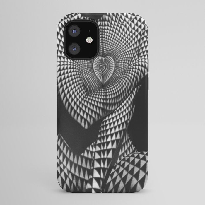 0622-JAL Heart Shape Pattern on Breasts and Nude Body Abstracted by Optical Patten iPhone Case