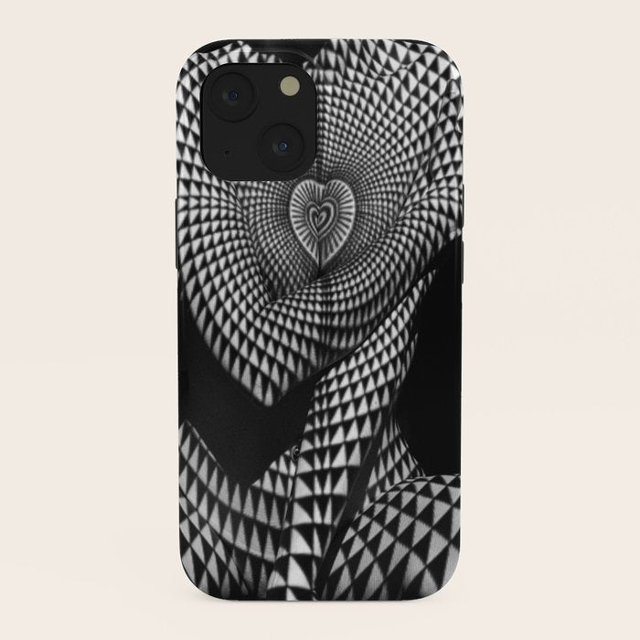 0622-JAL Heart Shape Pattern on Breasts and Nude Body Abstracted by Optical Patten iPhone Case