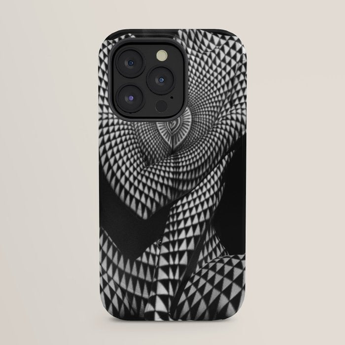 0622-JAL Heart Shape Pattern on Breasts and Nude Body Abstracted by Optical Patten iPhone Case