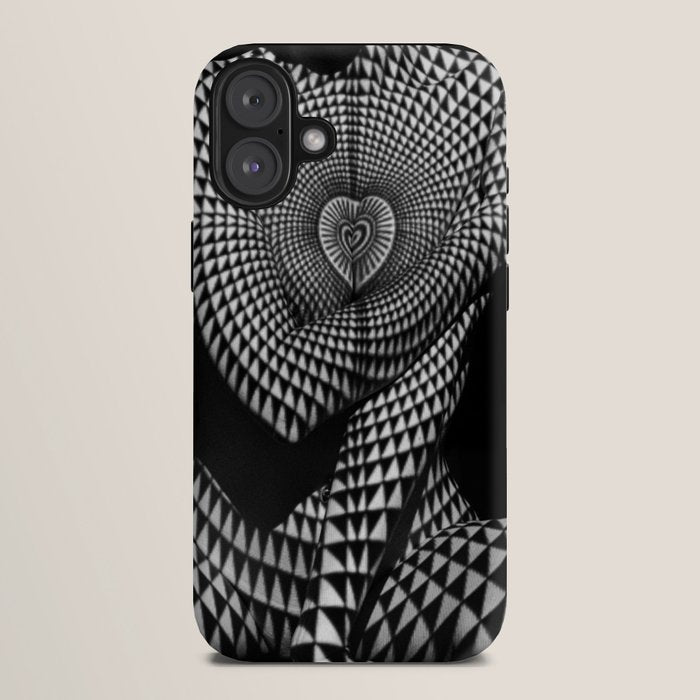 0622-JAL Heart Shape Pattern on Breasts and Nude Body Abstracted by Optical Patten iPhone Case