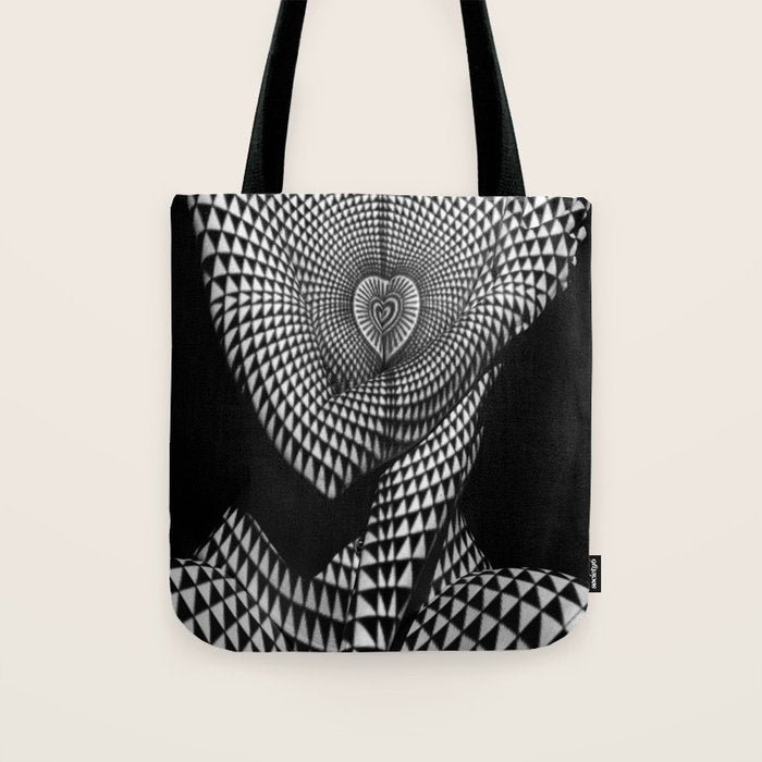 0622-JAL Heart Shape Pattern on Breasts and Nude Body Abstracted by Optical Patten Tote Bag