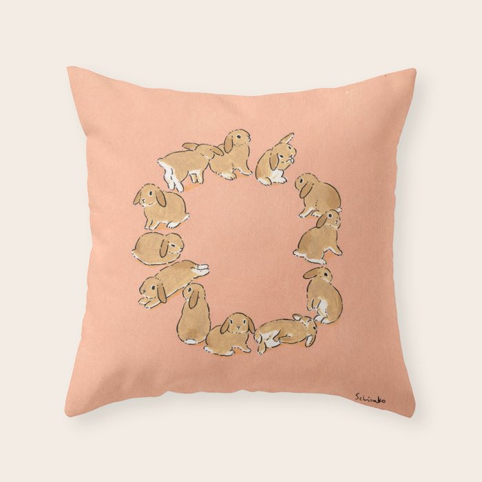 12 lop rabbits Throw Pillow