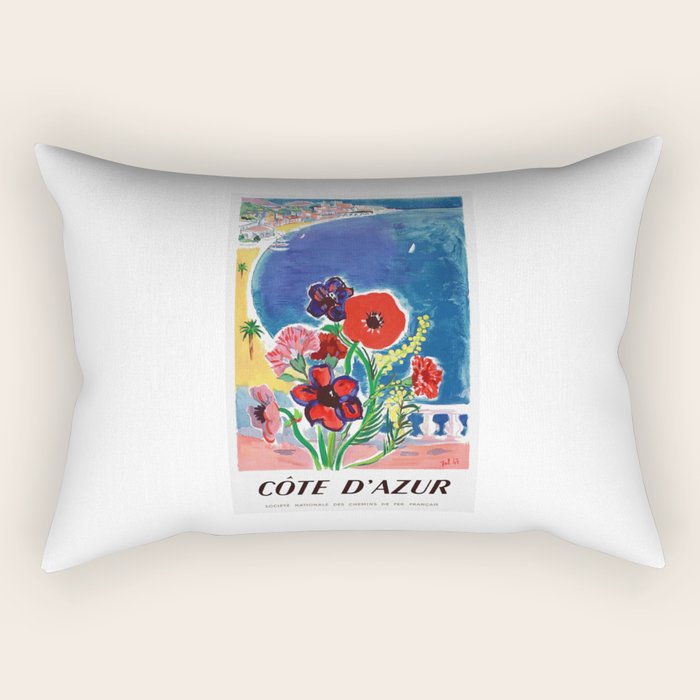 1947 FRANCE Cote d'Azur Travel Poster Rectangular Pillow