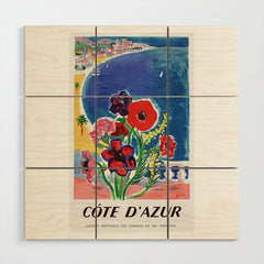 1947 FRANCE Cote d'Azur Travel Poster Wood Wall Art