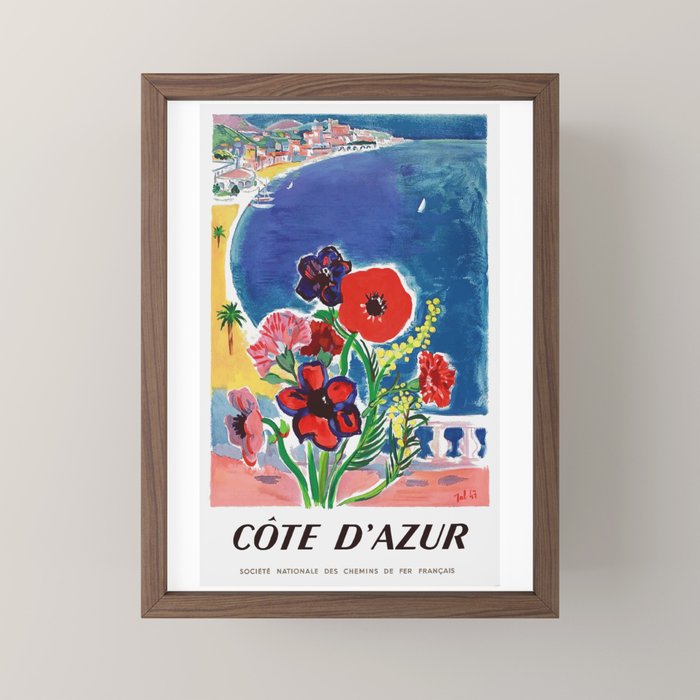 1947 FRANCE Cote d'Azur Travel Poster Mini Art Print