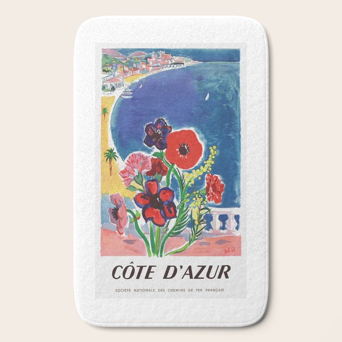 1947 FRANCE Cote d'Azur Travel Poster Bath Mat