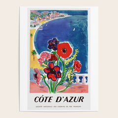1947 FRANCE Cote d'Azur Travel Poster Poster