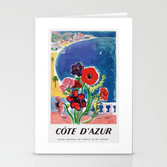 1947 FRANCE Cote d'Azur Travel Poster Stationery Card