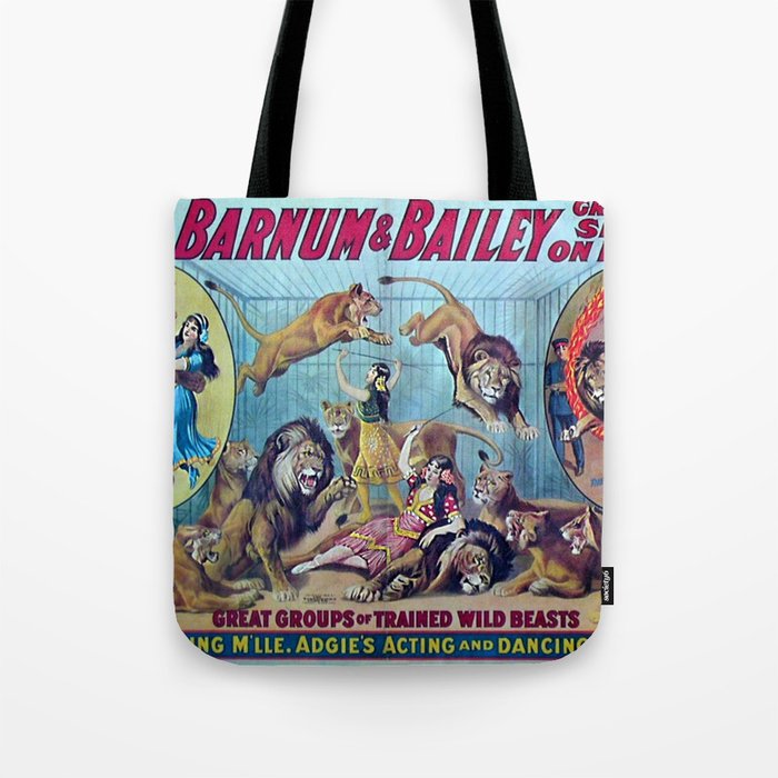1910 Barnum & Bailey Circus Dancing Lions - M'lle Adgi's Acting Vintage Poster Tote Bag