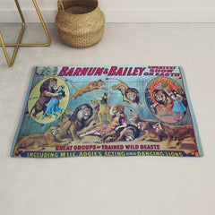 1910 Barnum & Bailey Circus Dancing Lions - M'lle Adgi's Acting Vintage Poster Rug